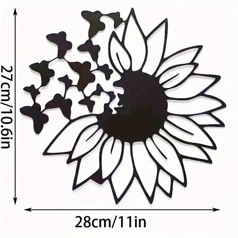 Butterfly Sunflower Wall Decor – Metal Wall Hanging, Modern Art for Birthday Parties, Stylish Room and Outdoor Home Decor