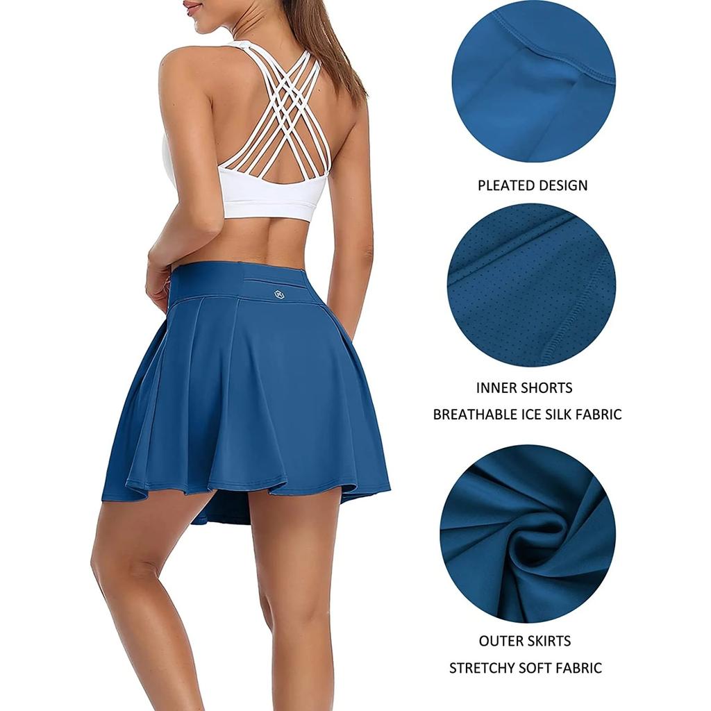 CHARMLEAKS Женская спортивная юбка с эластичной резинкой на талии, спортивная нижняя часть с внутренними шортами