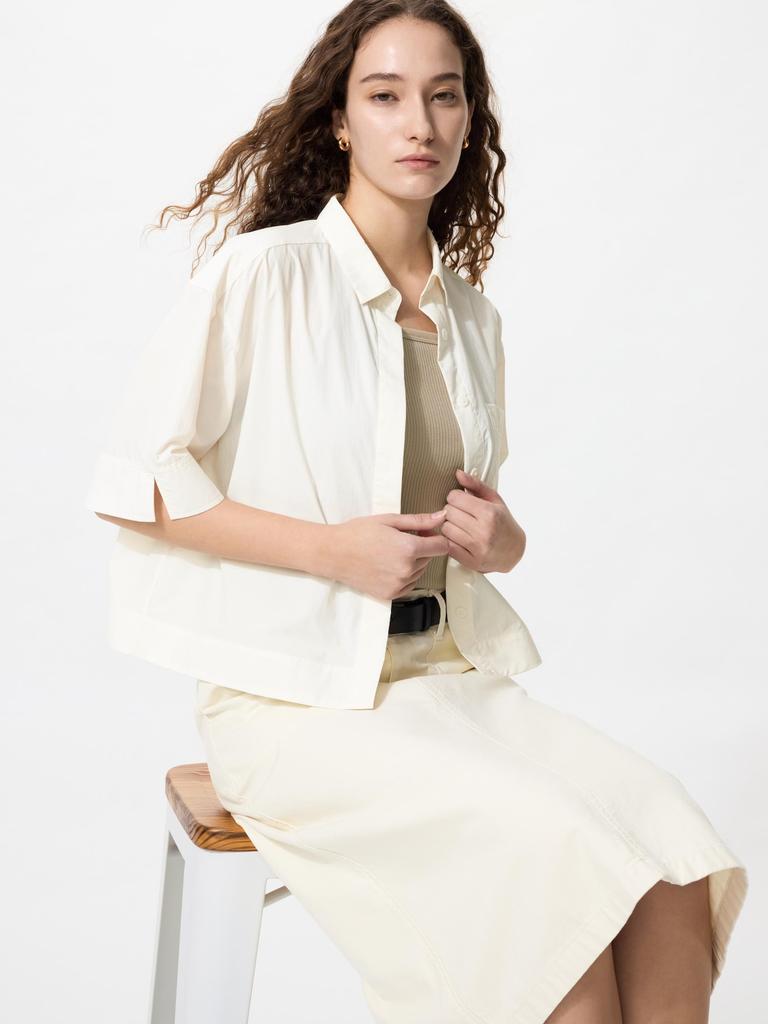 Uniqlo Японская нейлоновая коробчатая короткая рубашка с рукавом 5 минут