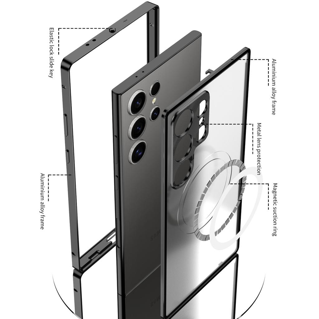 Подходит для Samsung S25ULTRA Чехол для мобильного телефона с пряжкой S24PLUS Металлический односторонний магнитный чехол для защиты глаз