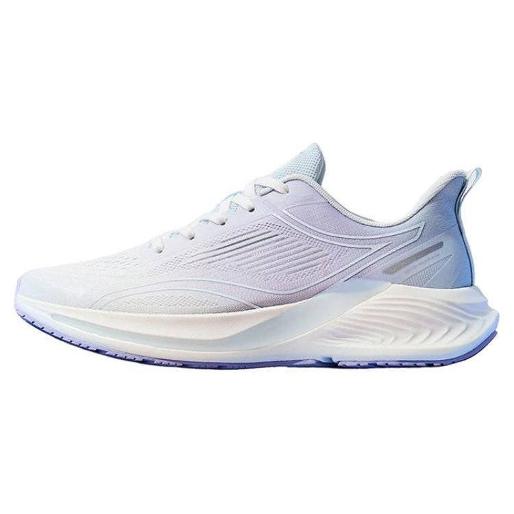 Anta Comfortable Simple Shock Absorbing Non-Slip Low-Top Running Shoes Women Sneakers White Gray Purple 122425540-5