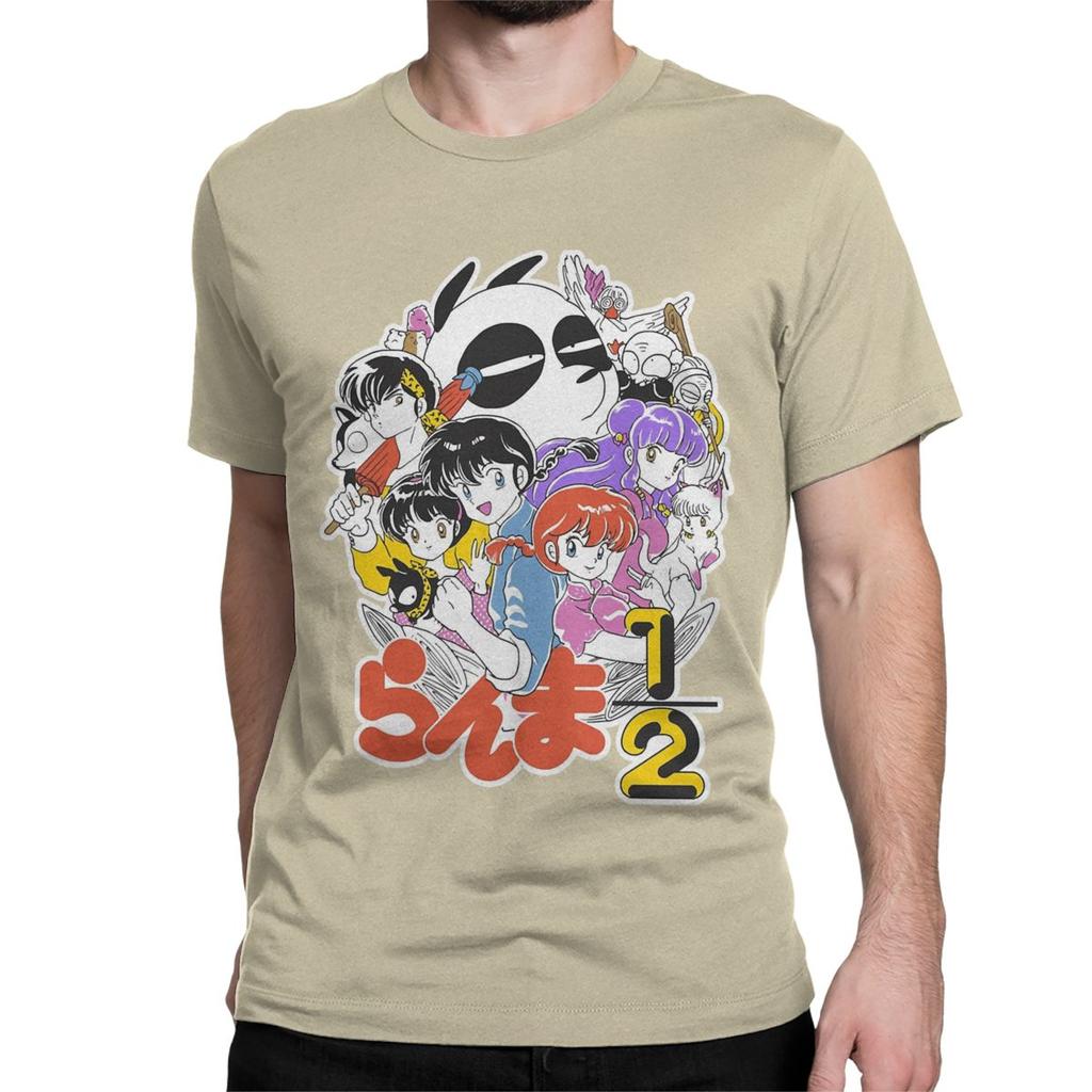 Japanese Comedy Anime T-Shirt Men Women Ranma 1/2 Funny 100% Cotton Tees Crewneck Short Sleeve T Shirts Plus Size Clothes