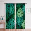 2 шт. тропическая растительность зеленые листья монстера листья 3D печать шторы спальня гостиная кухня декоративные шторы