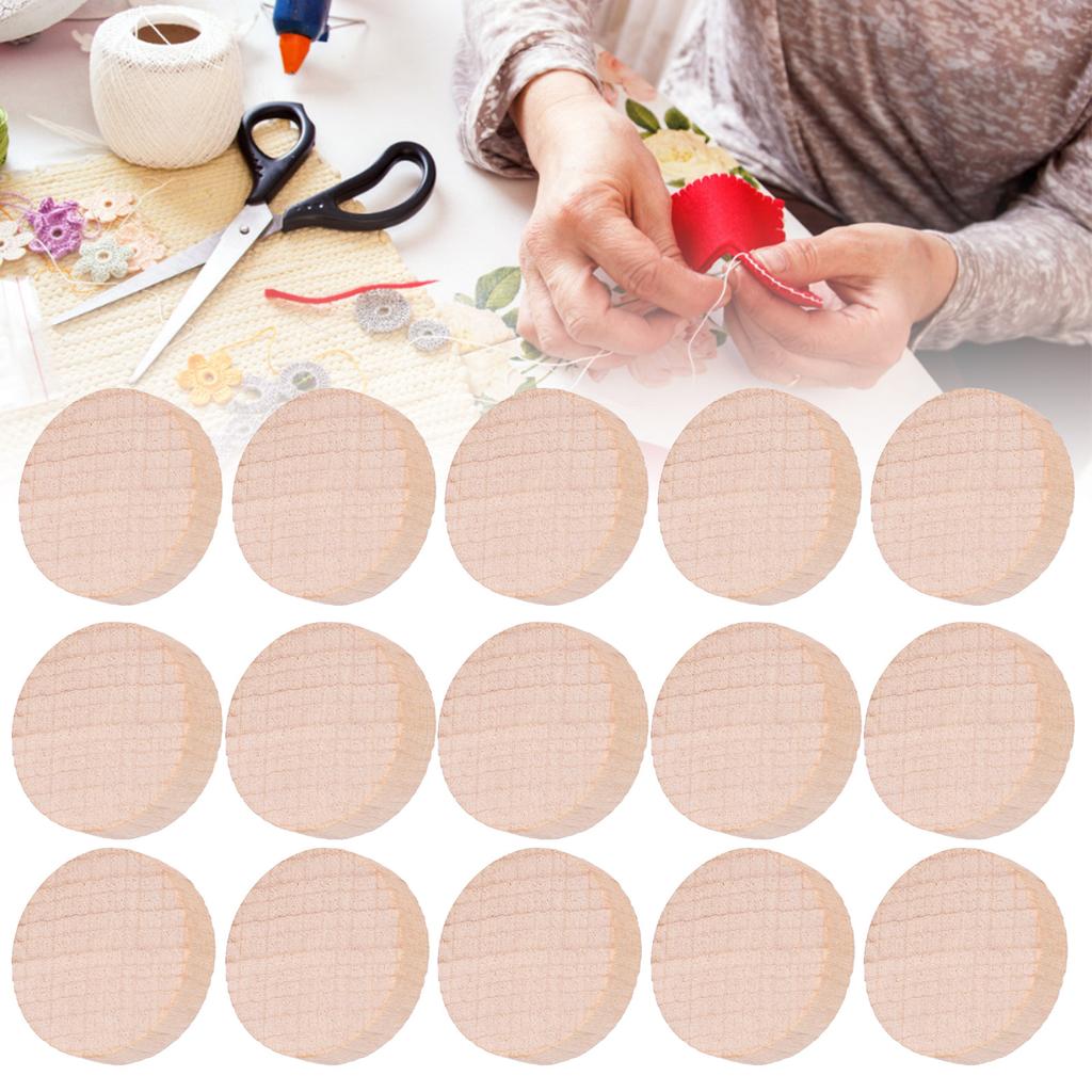 Beech Unfinished Wood Slice DIY Crafts Round Wood Discs Chip Accessory 100pcs X 3 Bags2cm