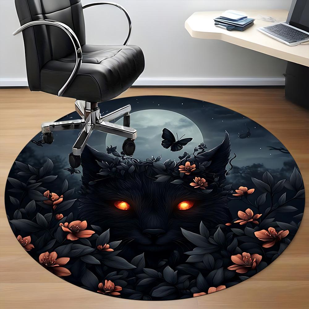 1pc Moonlit Beast Office Round Area Rug, Under Office Chairs Bedroom Living Room Home Decor, Room Deco, Available in Various Sizes