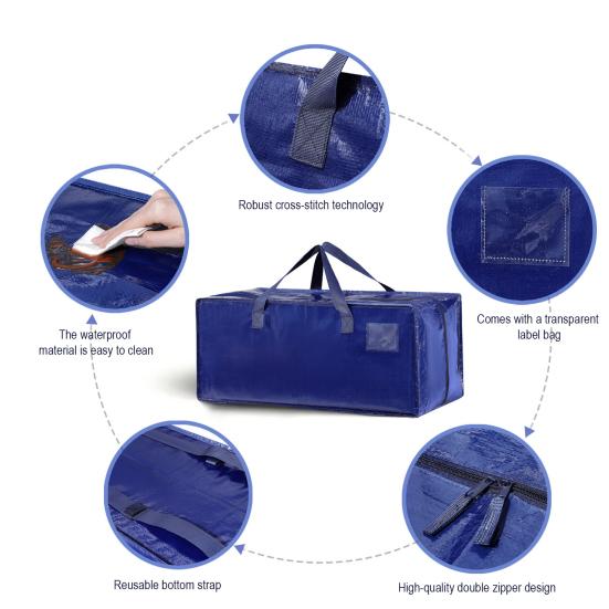 Водонепроницаемая сумка для переезда Очень большая Сверхпрочная Сумка-тоут для хранения Складная сумка для хранения с лямками для рюкзака Молнии Усиленные ручки для упаковки Общежитие