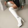 Women Platform Boots 2025 Long Heels Thigh High Boots Over the Knee Sung Fit Shoes Size 43 Black White Footwear