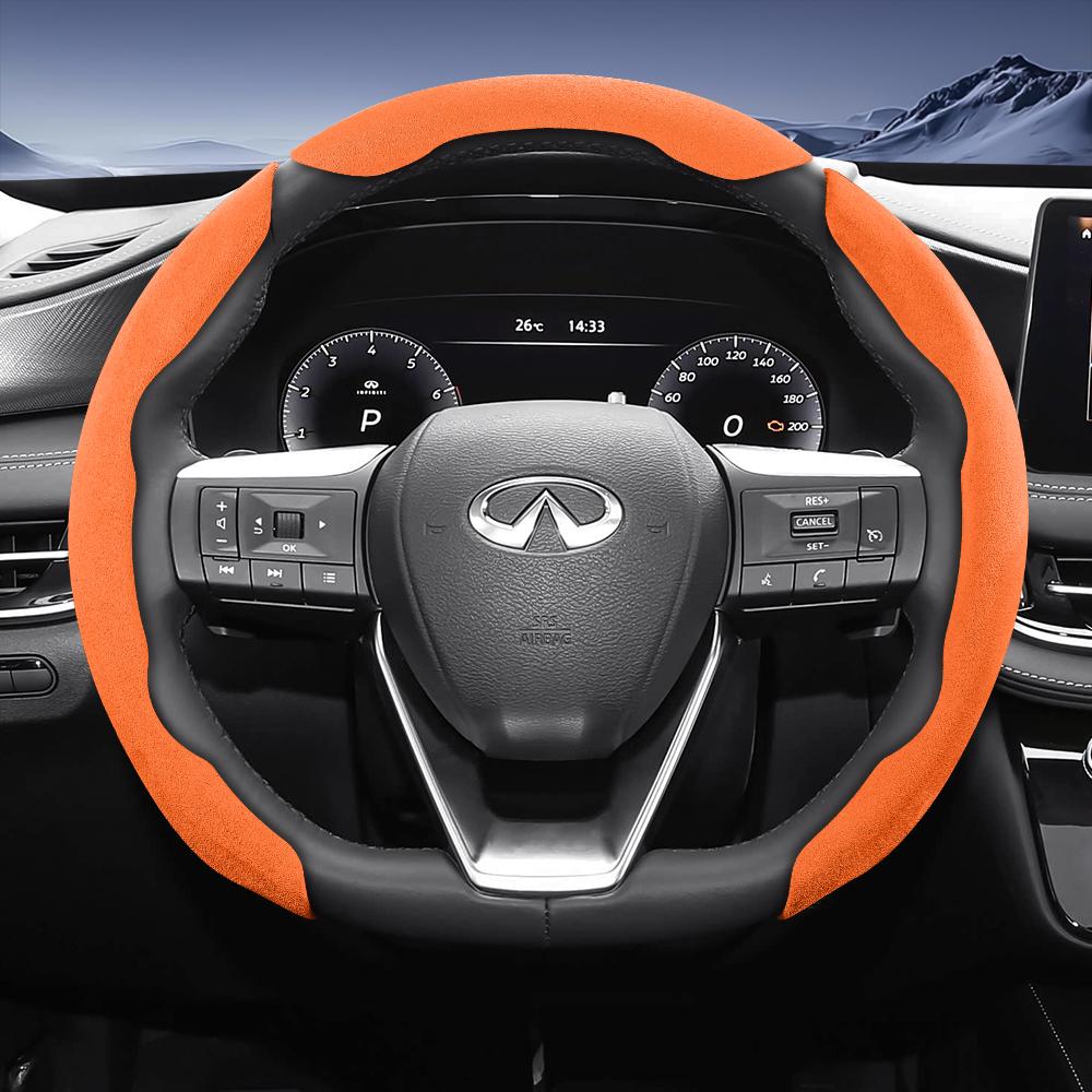 Bpzsw1 Подходит для рулевого колеса Infiniti Sports из замшевой кожи со съемной конструкцией на кнопках для моделей, таких как Q50 Qx50 Qx55