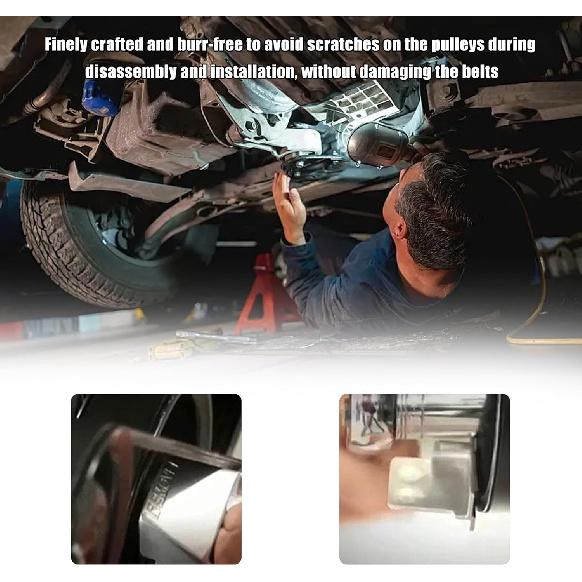2 PCS Stretch Belt Mate Kit, Metal Auxiliary Belt Remover Pulley Installer Tool, Serpentine Belts Removal Installation Tool for Car Truck Cart