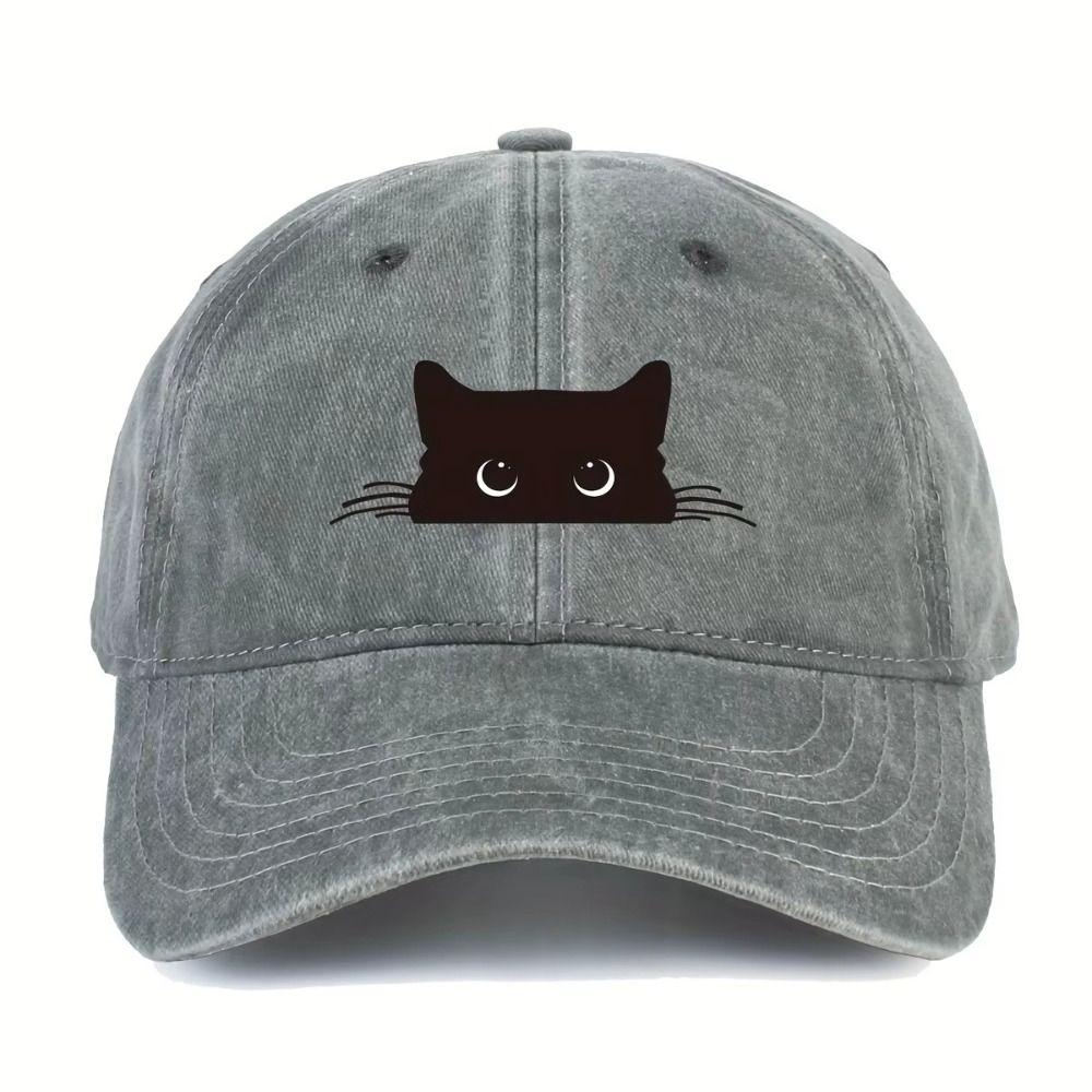 Versatile Sunscreen Cat Print Baseball Cap Sweet Peaked Cap Cartoon Baseball Hat Fashion Cute Cotton Baseball Cap Outdoor