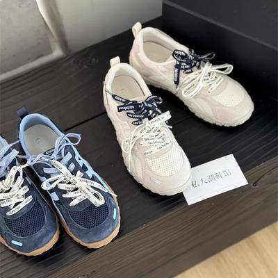 Лето 2025 новые сетчатые дышащие кроссовки на толстой подошве в стиле «папины кроссовки» женские на мягкой подошве с внутренней платформой универсальные повседневные спортивные кроссовки в стиле «Форрест Гамп»