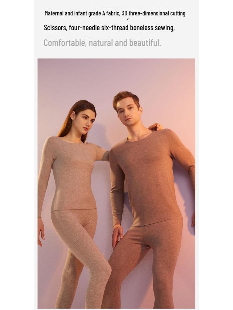 Комплект термобелья из кашемира и шелкового бархата для женщин и мужчин - антибактериальный, утепленный, на осень.