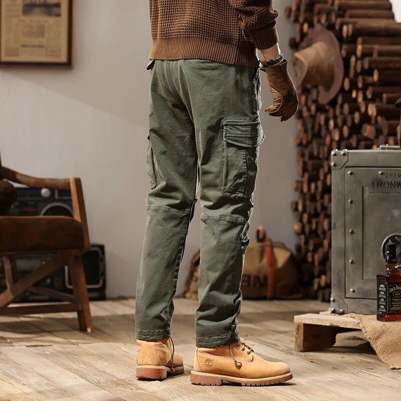 Men Military Cargo Pants Slim Regular Straight Fit Cotton Camouflage Green Yellow Overalls Casual Streetwear Trousers