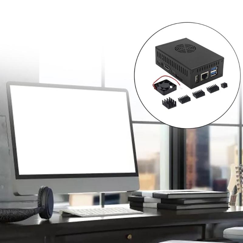 Металлический корпус N505 — коробка для Orange Pi 5 Радиатор — коробка с поддержкой NVMe SSD 2280 с 5-вольтовым вентилятором охлаждения 5 радиаторов