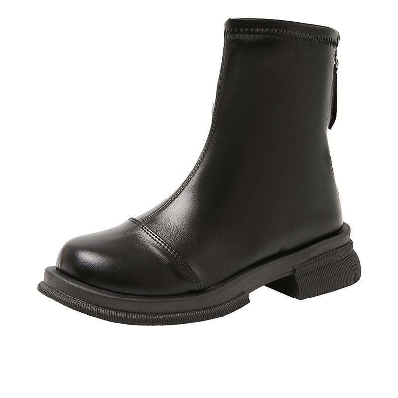 Кожаные массивные женские ботильоны на среднем каблуке в стиле ретро, зимняя обувь 2025 года, дизайнерские классические готические мотоциклетные ботинки для женщин