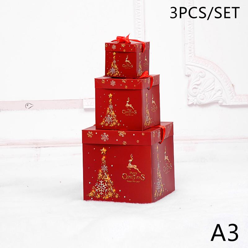 3 шт. бумажная рождественская подарочная коробка, рождественская вставная коробка для конфет, легкие праздничные украшения, складывающиеся квадратные украшения