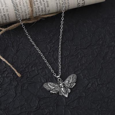Ожерелье Death Moth, винтажная подвеска в виде сахарного черепа, готическая бабочка, рок, эмо, готика, хип-хоп, женские и мужские украшения, аксессуары на Хэллоуин