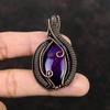 Фиолетовый огненный кулон из лабрадорита, кулон из медной проволоки, кулон ручной работы, ювелирные изделия из медной проволоки, ювелирные изделия из натурального драгоценного камня, подарок для мамы