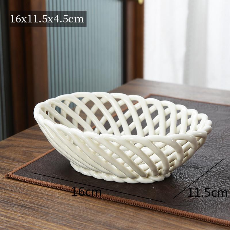 Керамическая тарелка для фруктов, плетеная вручную, блюдо для димсамов, конфетница, тарелки для закусок, полая корзина для фруктов, десертные тарелки, форма для торта, поднос для фруктов