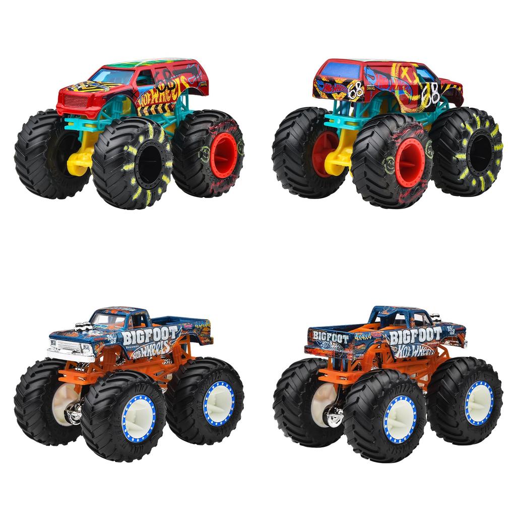 Hot Wheels Ассортимент Монстр-траков 8 Миниатюрных Наборов в Коробке 164 - Транспортные Средства/Игрушки - (Возраст 3+) - Многоцветный FYJ44-982D