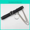 Black Women Fashionable Waist Belt With Circular Ring And Chain Tassel Daily For