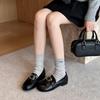British Style Small Leather Shoes Square Belt Buckle Loafers Women's 2025 Spring and Autumn New One-pedal Casual Versatile Women's Shoes