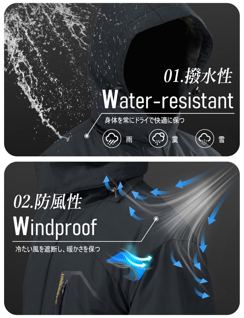 MAGCOMSEN Winter Mountain Cold Weather Jacket for and Outdoor with Detachable Dark CN 2XL Size Men's Parka, Water-Repellent, Motorcycles, Skiing,