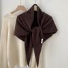 100% Pure Wool Women's Triangle Shawl: Knitted Scarf, Solid Color, High-End and Versatile Neck Warmer
