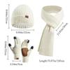 3Pcs/Set Ear Protection Women Hats Scarf Gloves Set Warm Touchscreen Gloves Knitted Hat  Outdoor