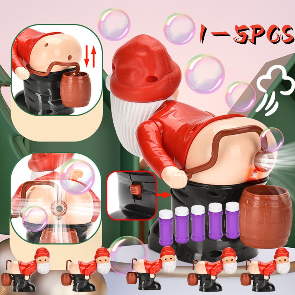 1-5PCS Christmas Decorative Christmas Fart Bubble Blower with Music & Light Electric Fart Santa Butt Bubbler for Xmas Gift for