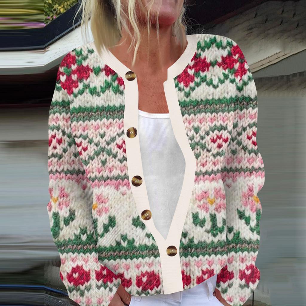 Женская мода с длинным рукавом, рождественский принт «Снеговик-снежинка», куртка, кардиган