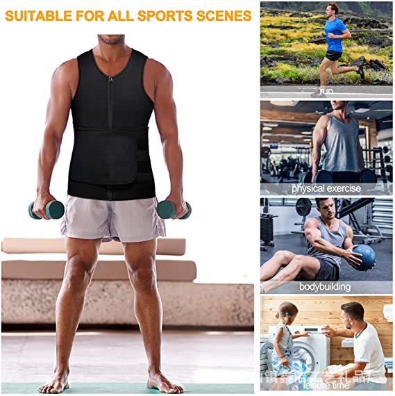 Men's Neoprene Sauna Zipper Waist Trainer Vest and Body Shaper Trimmer