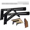 Folding Shelf Brackets - L-Shaped, 150kg Load Capacity, Wall-Mounted, Set of 2, Screws Included (Black, 30cm) (20cm)
