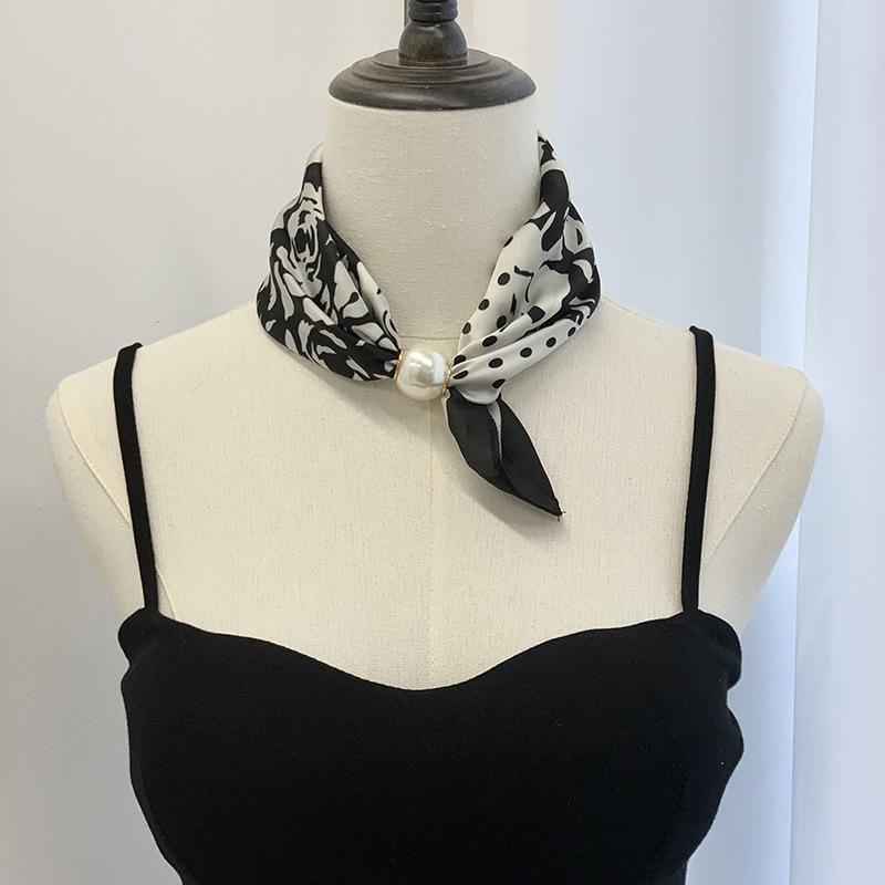 Шелковый шарф новое жемчужное ожерелье весенне-летний тонкий магнитная застежка ленивый шелковый шарф женский шарф-подвеска цепочка на ключицу