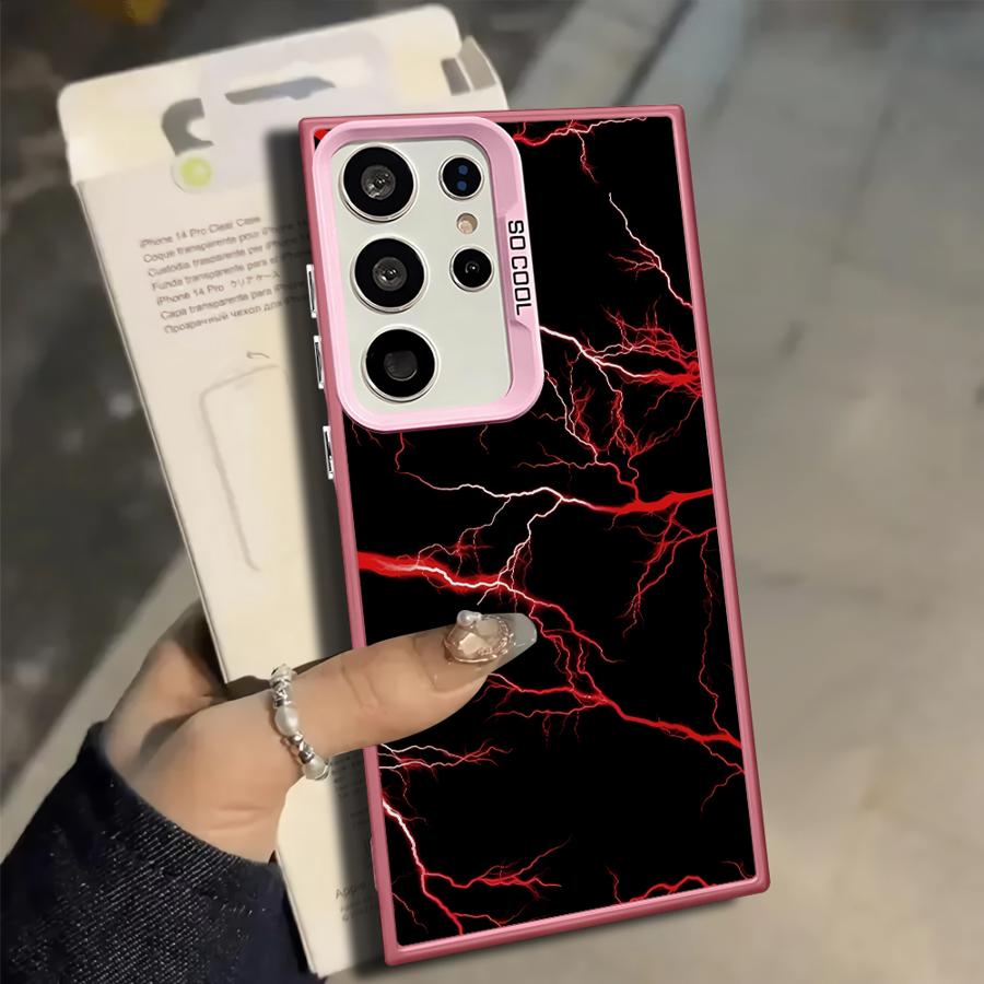Красный чехол-бампер 'Red Lightning' для Samsung Galaxy S25 S23 Ultra Note 20 Ultra S21 S25Edge S23 S20 Plus S22 S24 FE