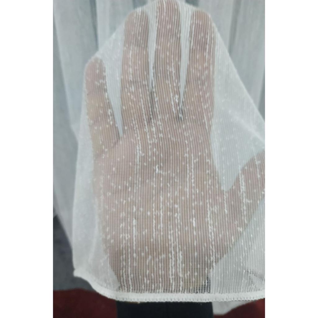 Honeycomb Top Slub Linen Patterned Ultra Draped Patterned Tulle Curtain 1 X 2 Sparse Pleated