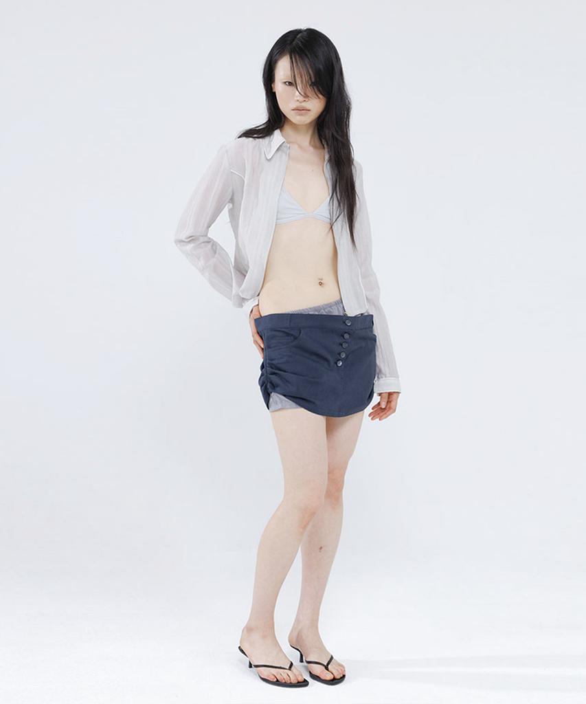 Wet Tag Asymmetric Layered Skort Navy