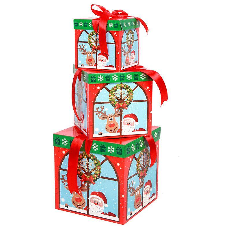 Восхитительная коллекция из 3 премиальных больших подарочных коробок на Рождественский сочельник с элегантной крышкой и лентой