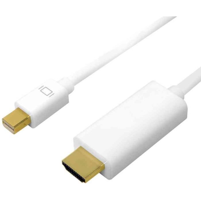 Câble Mini DisplayPort - LogiLink - HDMI - 4K - 1,0 M - Blanc