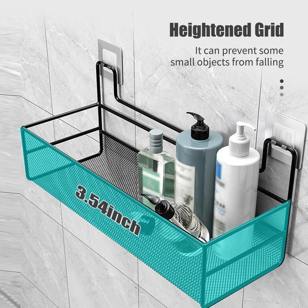 Shower Caddy Bathroom Shelf Organizer Wall Mounted Bathroom Shelf No Drilling Adhesive Shower Storage Basket Storage Rack for Toilet Dorm Kitchen