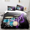 Drum Kit Duvet Cover Set Classical Music Comforter Cover Musical Instrument Lightning Pattern Quilt Cover for Kids Boys Teens