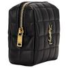 Saint Laurent Мини-клатч YSL с металлическим логотипом, золотистой фурнитурой и стеганой кожей, женский, черный, артикул 778102AABVP1000