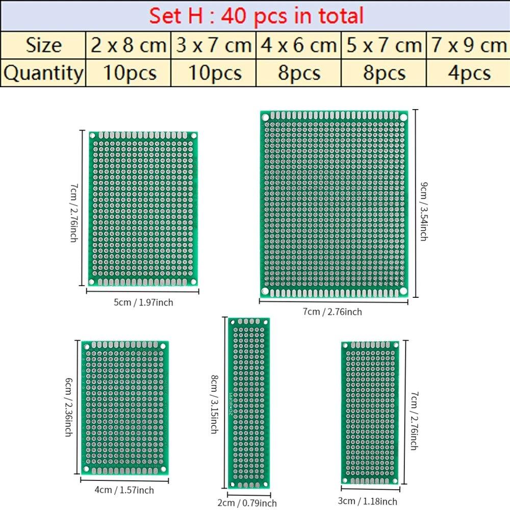 4-40 шт., универсальный макет печатной платы, двухсторонний макет 2x8, 3x7, 4x6, 5x7, 7x9 см, макетная плата, DIY электронный комплект
