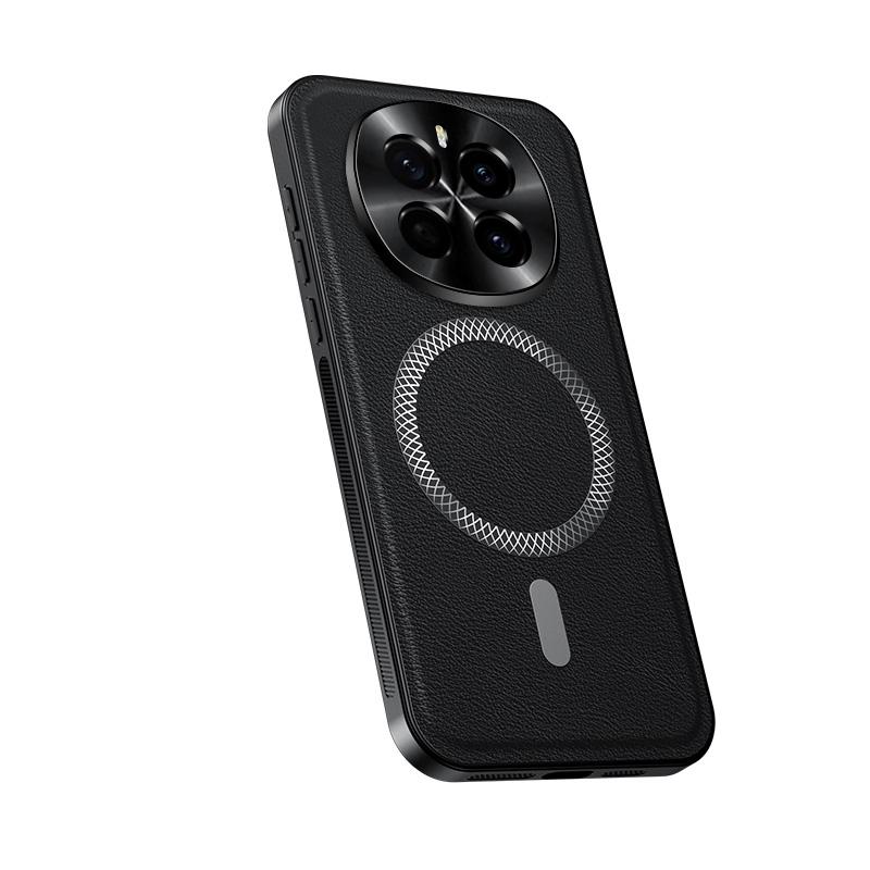 Для Honor Magic 7 и Magic 7 Pro Чехол Магнитный Элегантный Кожаный Износостойкий Полностью Закрывающий Объектив Нескользящий Чехол-накладка на Края