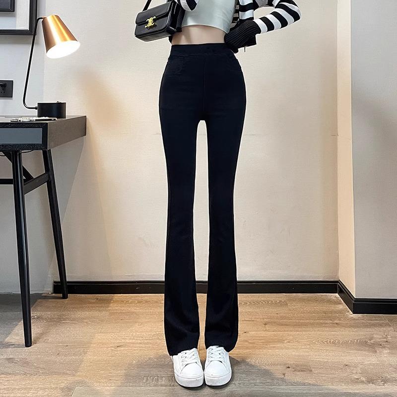 Женские летние облегающие эластичные расклешенные брюки 2024 - Повседневные длинные брюки длиной девять точек для весны и осени