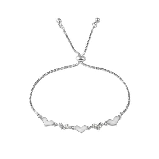 Женский браслет с регулируемой длиной, кисточкой, стразами, сердцем, полированным сплавом, наручные украшения, подарок для дочери, жены, подруги, повседневная одежда, парный браслет