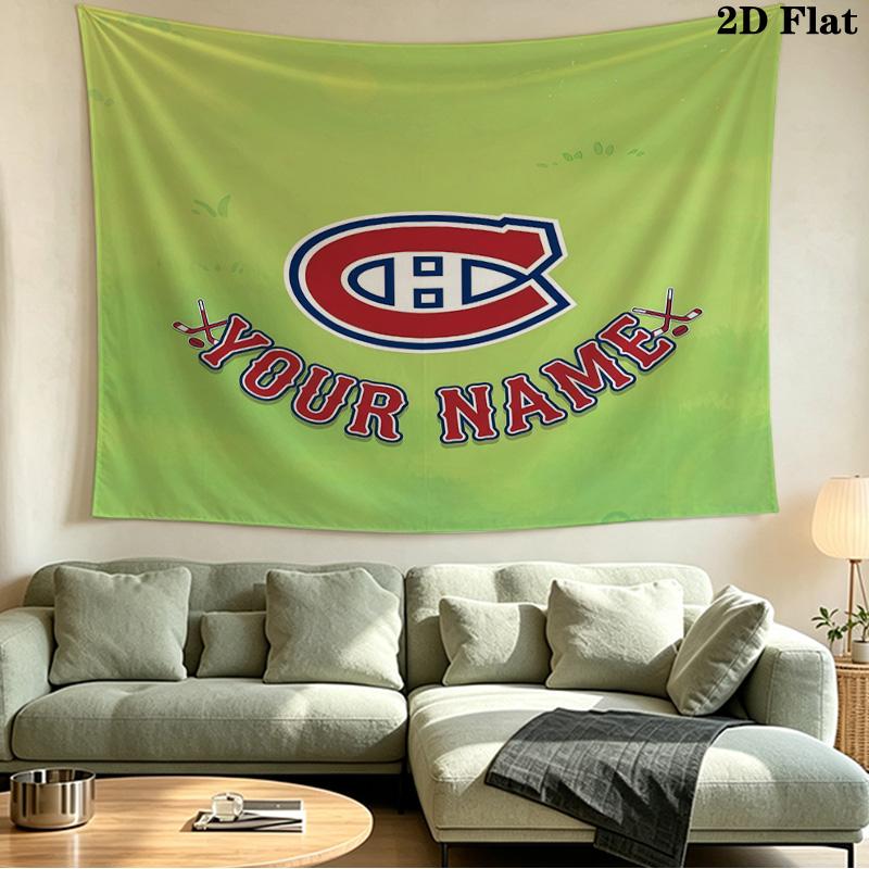 Custom Name Montreal Canadiens Printed Tapestry – Wall Hanging for Bedrooms, Dorms, and Home Decor