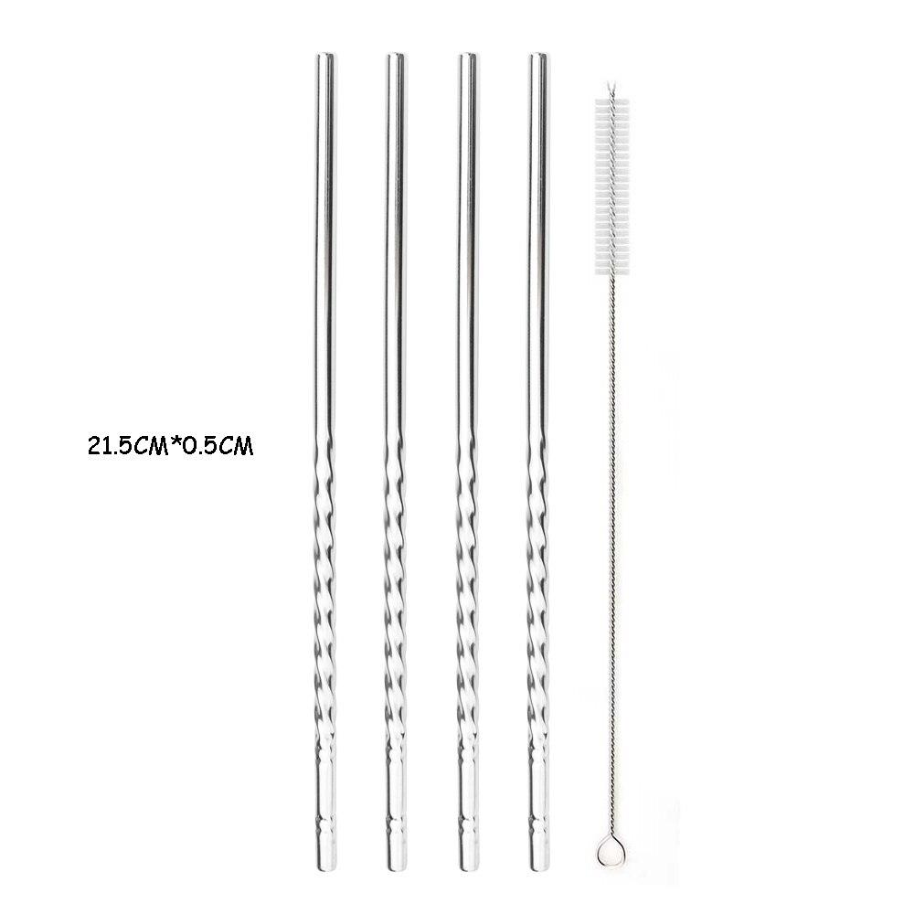 Многоразовые металлические трубочки из нержавеющей стали 304, набор соломинок для питья с щеткой для чистки, высококачественная посуда для напитков для сока, аксессуар для барной вечеринки