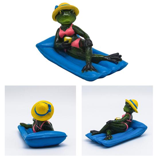 Floating Frog Decoration Pond Frog Decoration Resin Lying Frog Figure for Outdoor Garden Pond Swimming Pool Decor