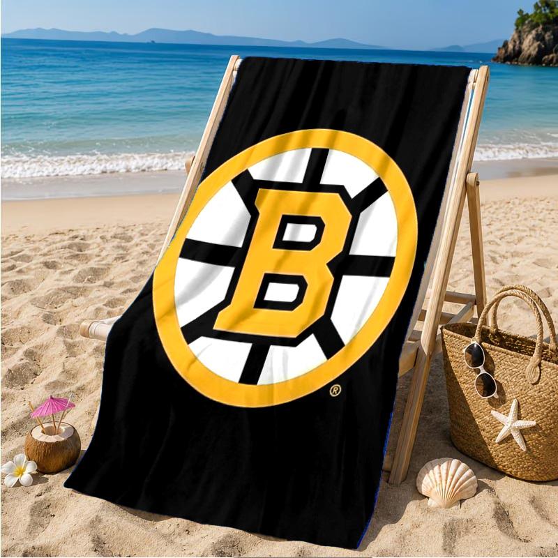 Bruins Emblem hockey Beach Towel Microfiber Beach Towel, Lightweight and Quick-Dry, for Summer Travel, Swimming Pool Fan Birthday Gift